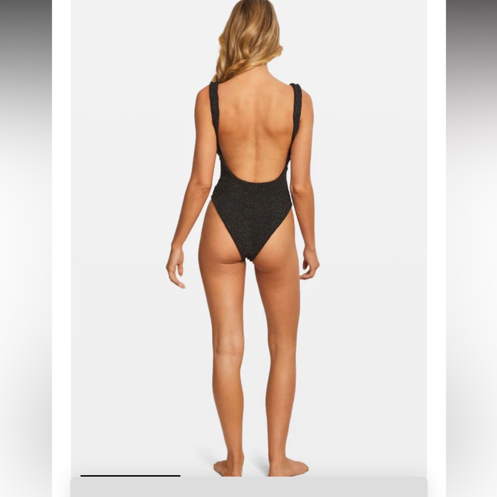 Hunza G Black Metallic Gold Lurex One Piece Crinkled Swimsuit OS NWT✨unique ✨ - Picture 11 of 16